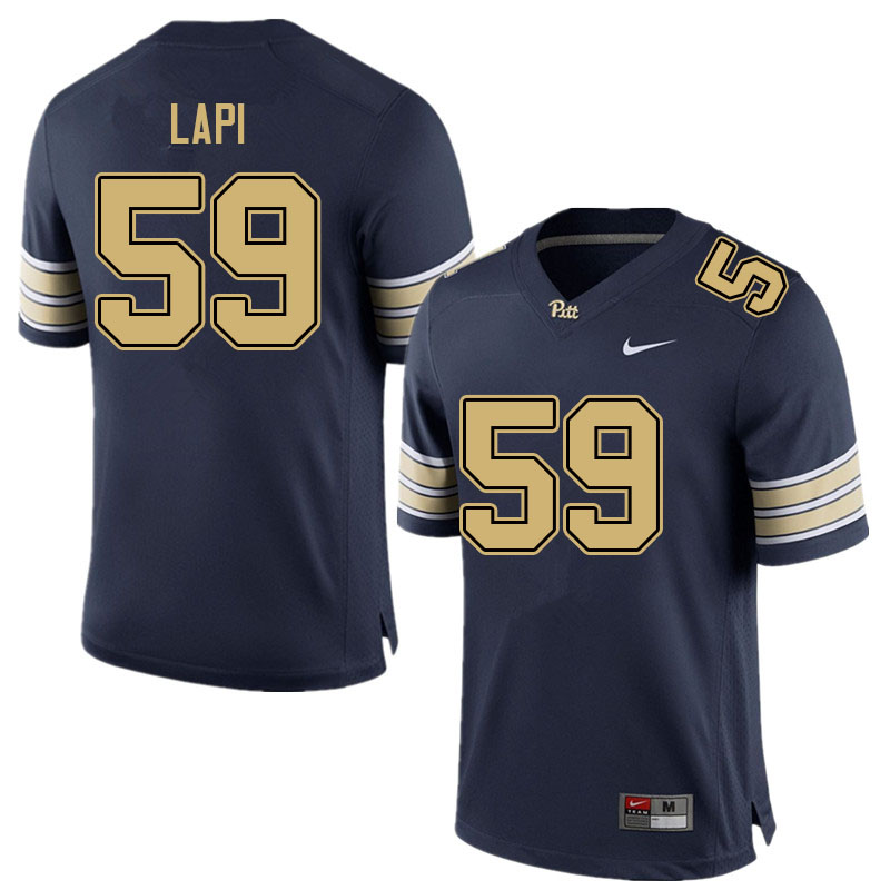 Men #59 Nick Lapi Pitt Panthers College Football Jerseys Sale-Navy